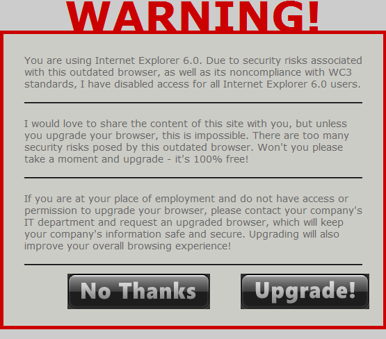 Upgrade Else Die for bbPress - Preview when Forum Viewed in Internet Explorer 6